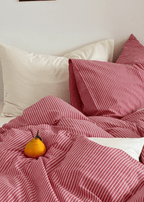 Thin Striped Bedding Set / Red