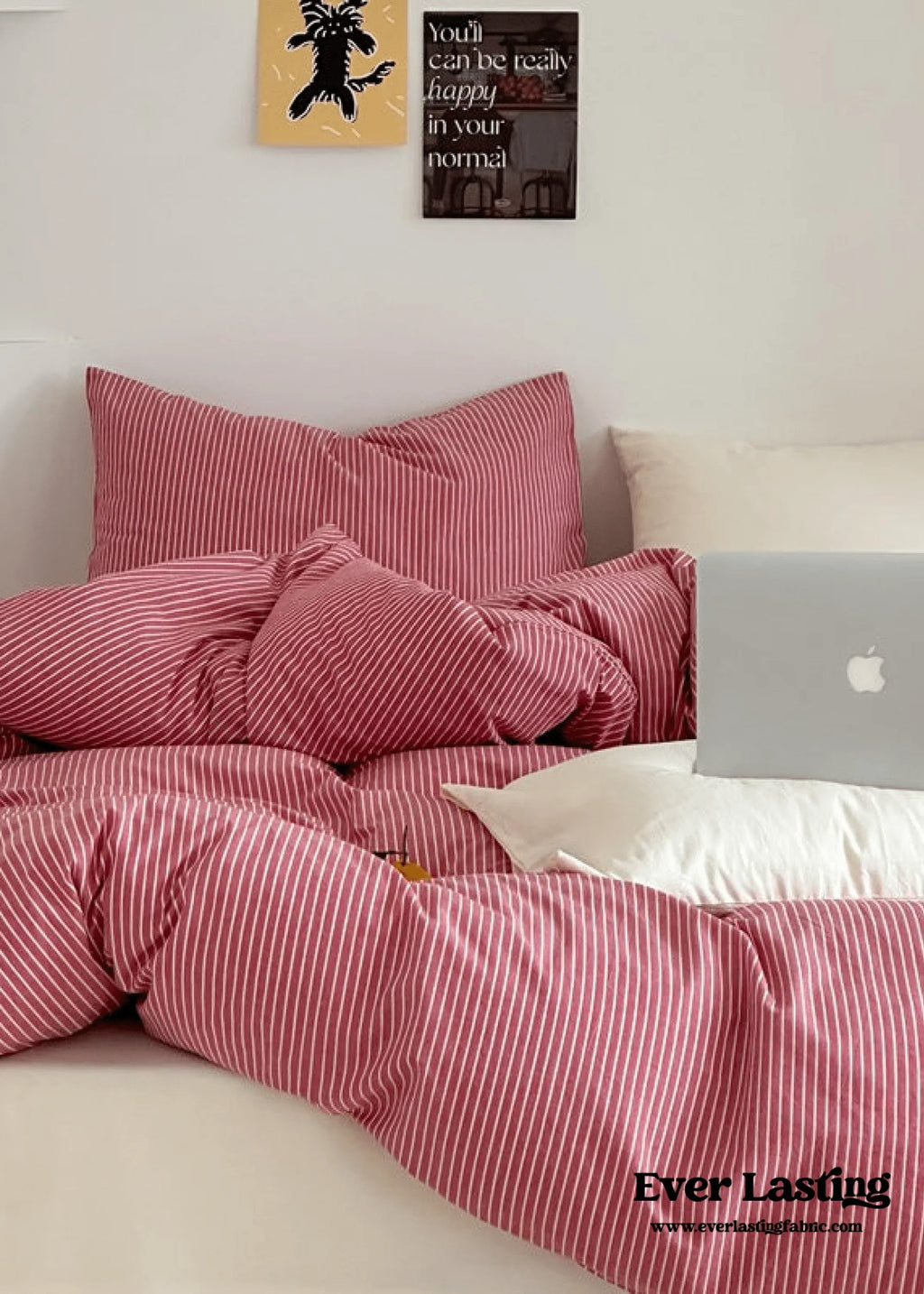 Thin Striped Bedding Set / Red Ever Lasting