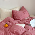 Thin Striped Bedding Set / Red