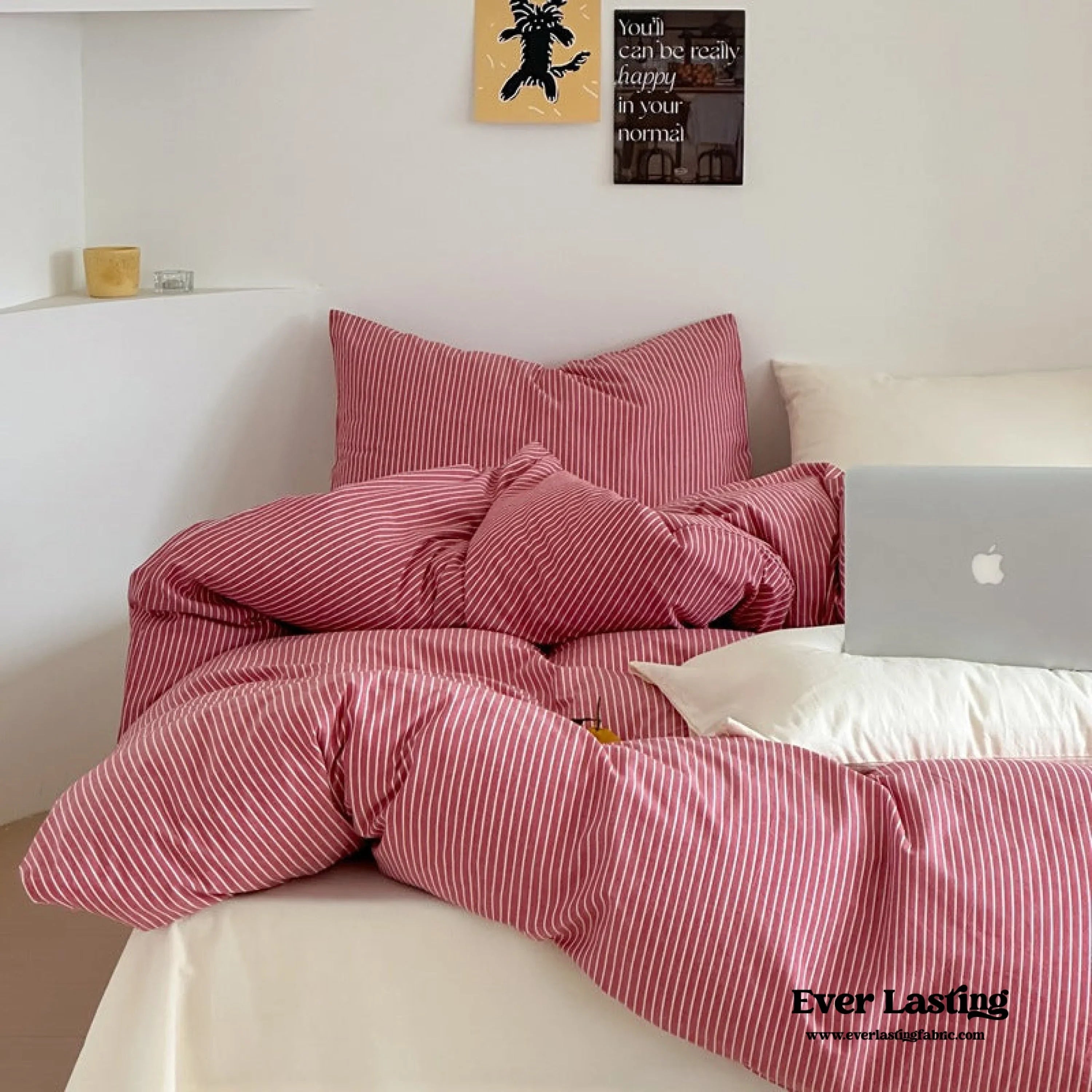 Thin Striped Bedding Set / Red Ever Lasting