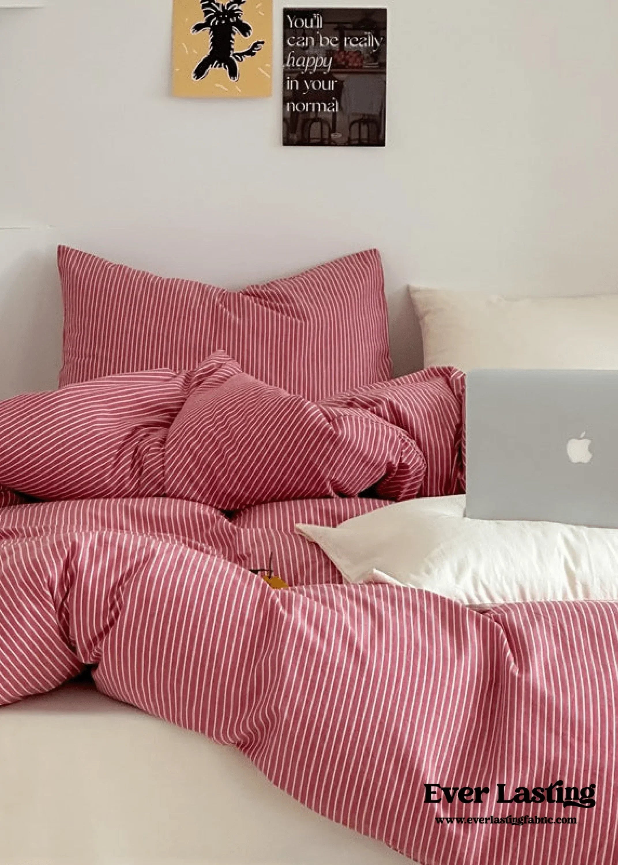 Thin Striped Bedding Set / Red