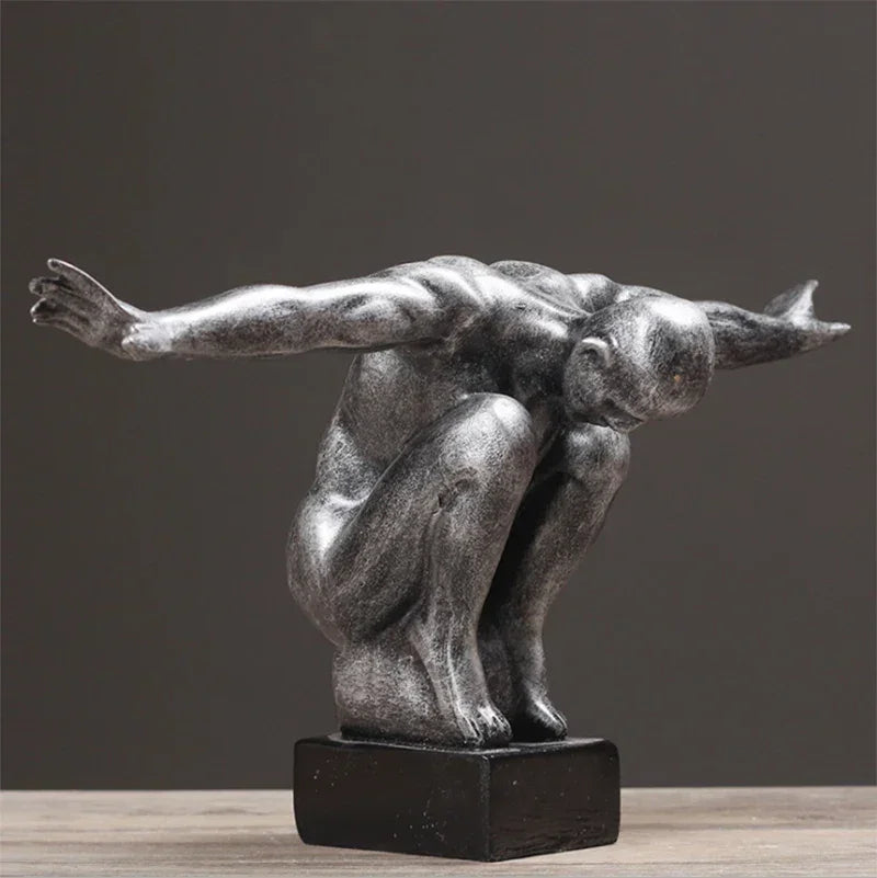 Human Body Art Sculpture Thinker Statues Resin Art Craft Figure Home Decoration Accessories Room Living Room Decoration - House Of Avana