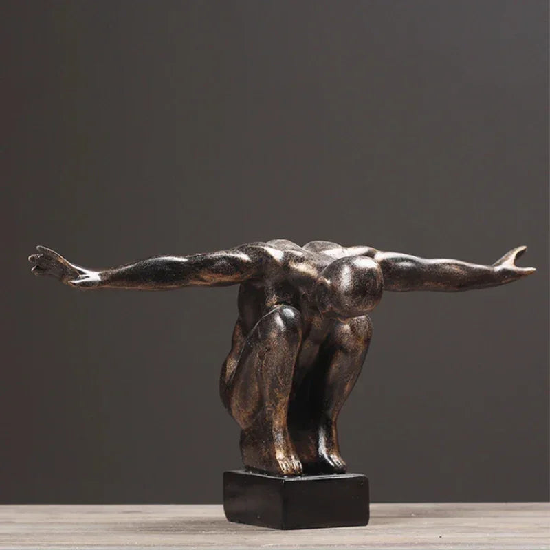 Human Body Art Sculpture Thinker Statues Resin Art Craft Figure Home Decoration Accessories Room Living Room Decoration - House Of Avana