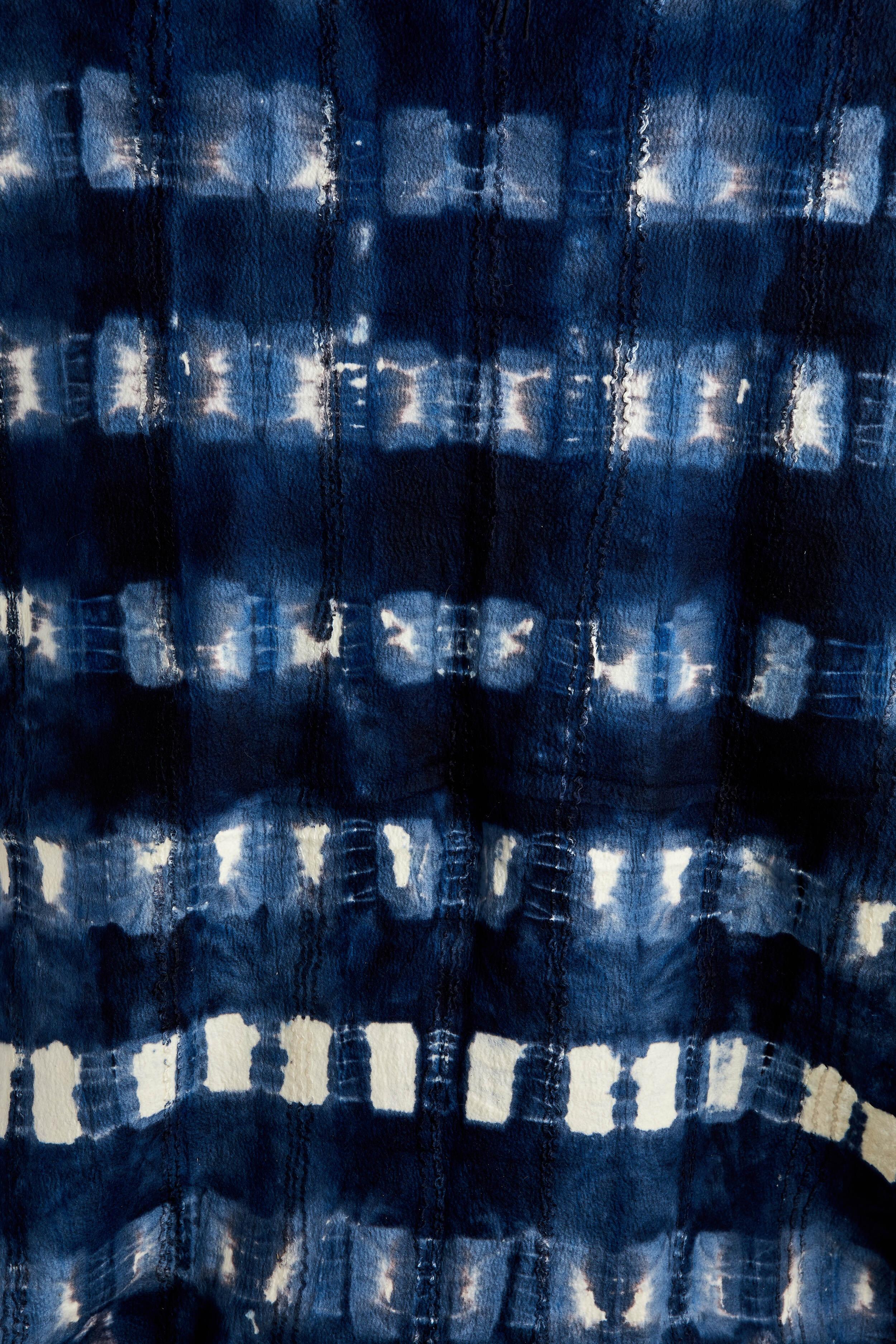 Adire Tye-dye Lightweight Wool Throw Blanket, detail shot - House Of Avana