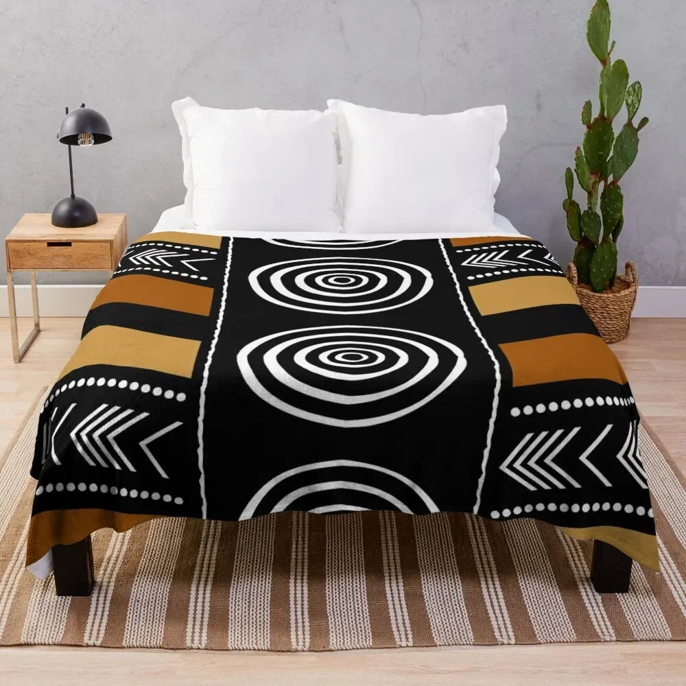 Decorative Mud Cloth Print Throw Blanket - House Of Avana
