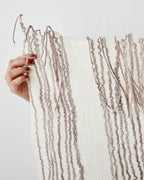 Musullah Fine Line Merino Wool and Silk Throw, side view - House Of Avana