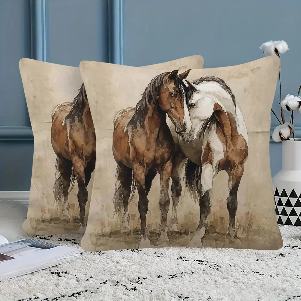 Throw Pillow - Decorative Brown White 45x45cm