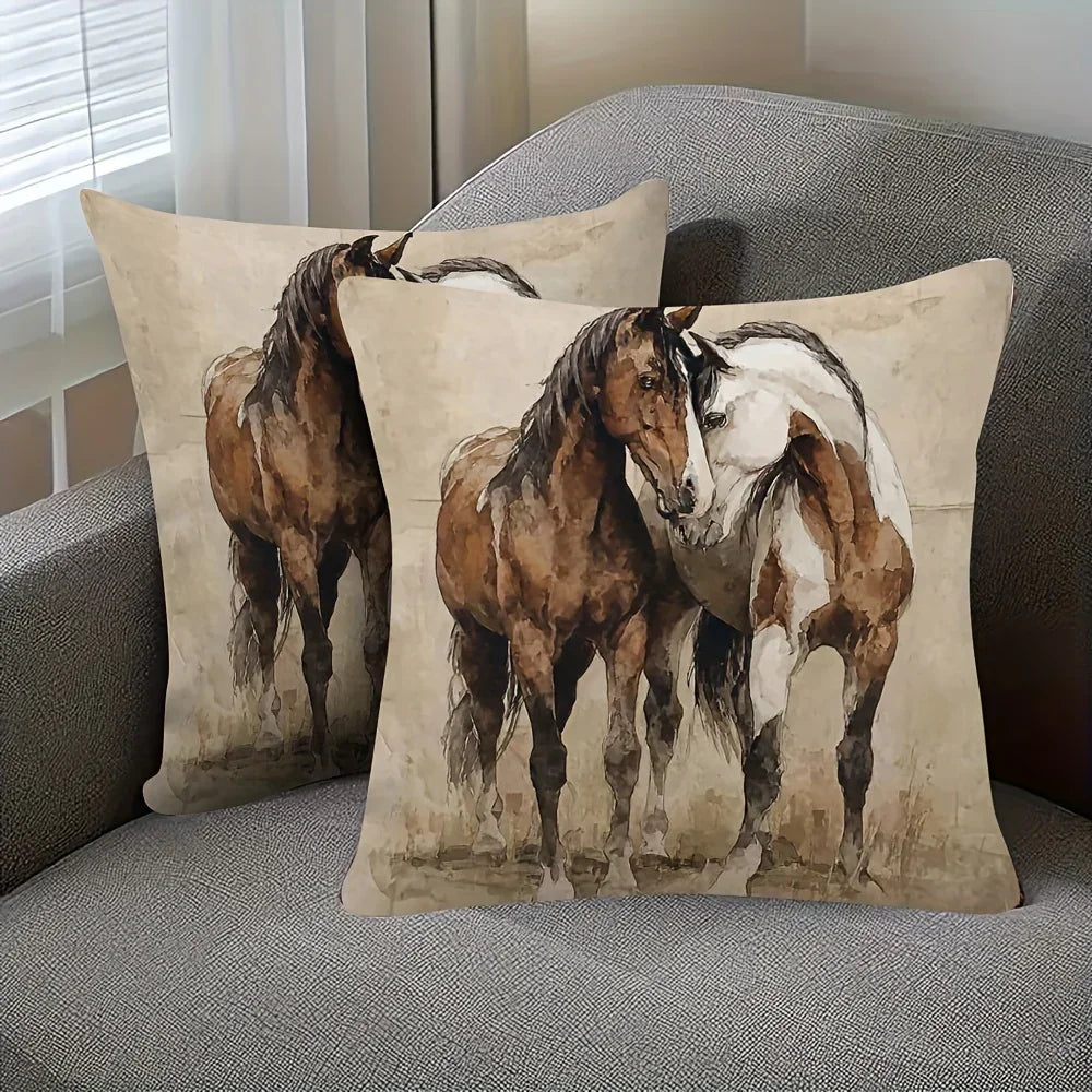 Throw Pillow - Decorative Brown White 45x45cm