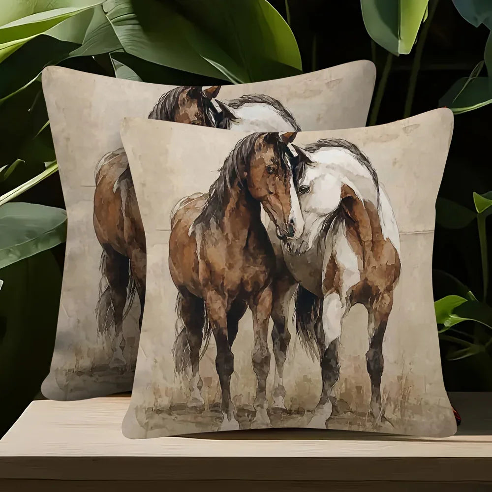 Throw Pillow - Decorative Brown White 45x45cm