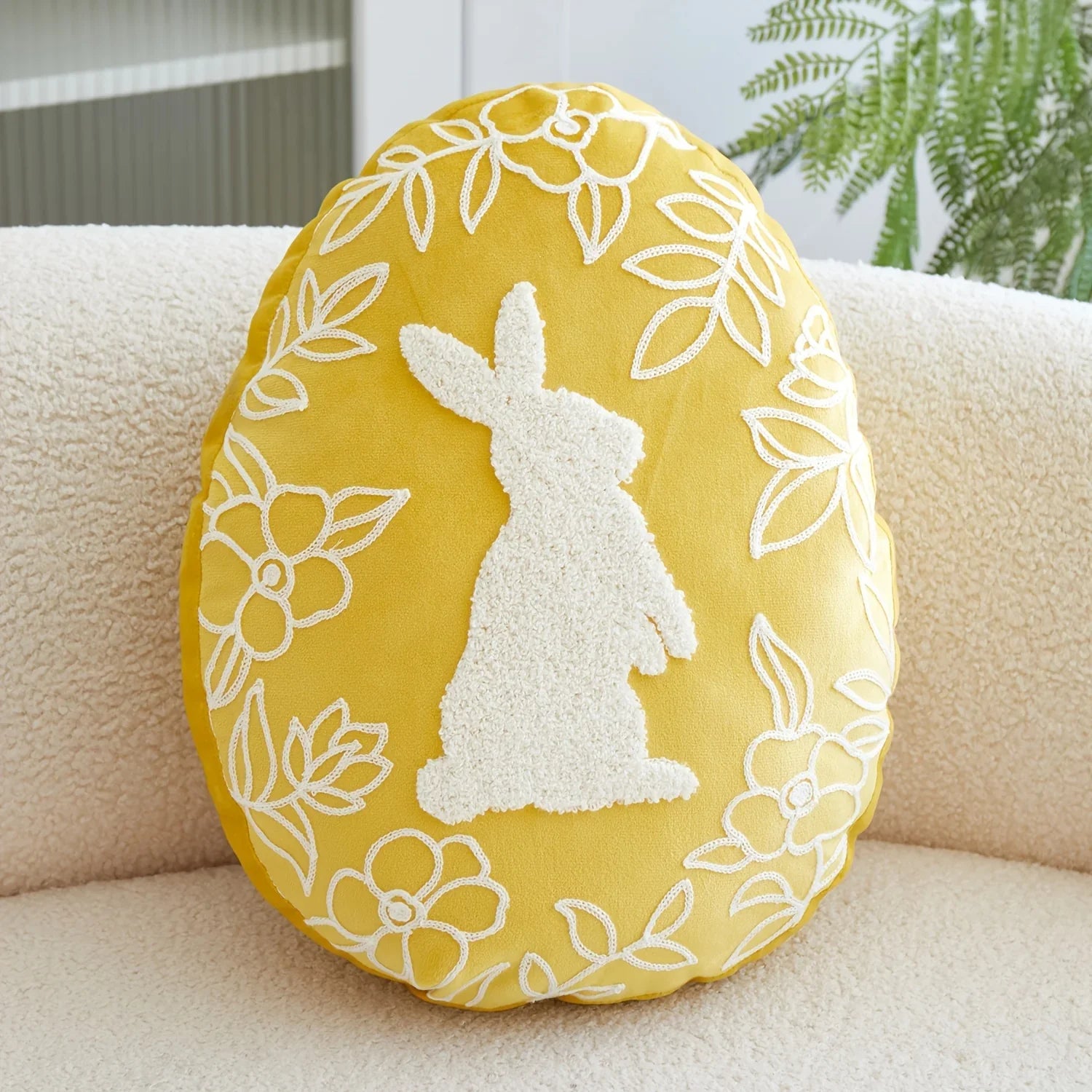 Throw Pillow - Embroidered Velvet Easter