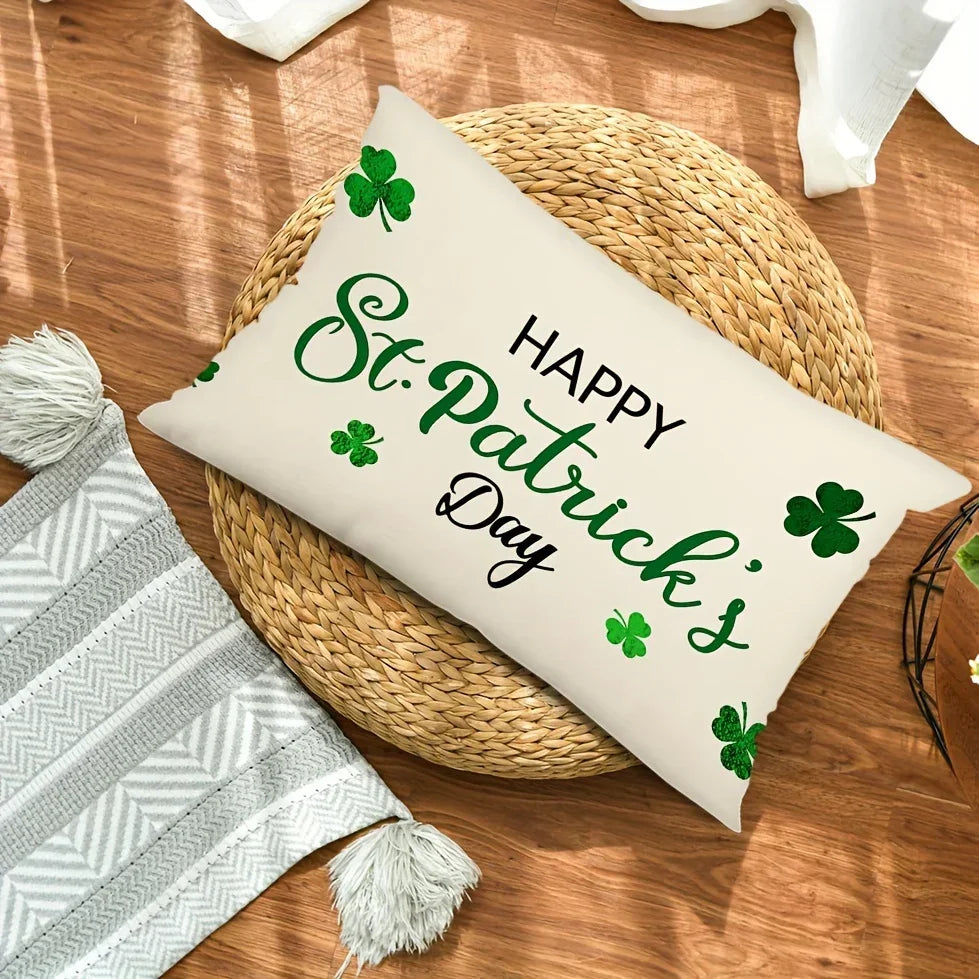 Throw Pillow - Linen Happy St Patricks Day Clover