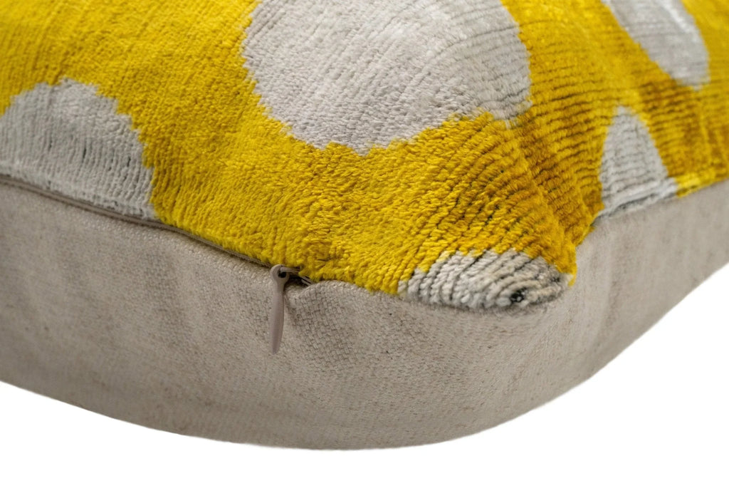 Handmade Yellow Polka Dot Throw Pillow - 16x24 Inch, Vegetable Dyed with Premium Down Feather Insert,... - House Of Avana