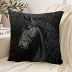 Throw Pillow - Soft Plush Friesian Horse 45x45cm