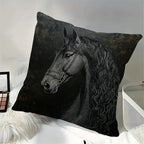 Throw Pillow - Soft Plush Friesian Horse 45x45cm