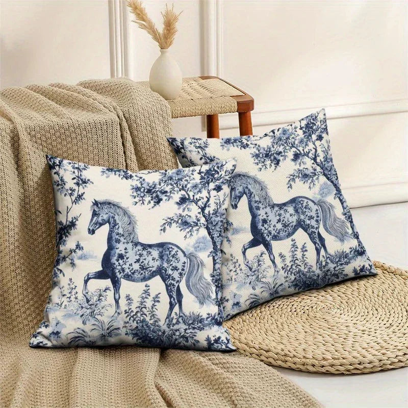 Throw Pillow - Zipper Cotton Indigo Blue