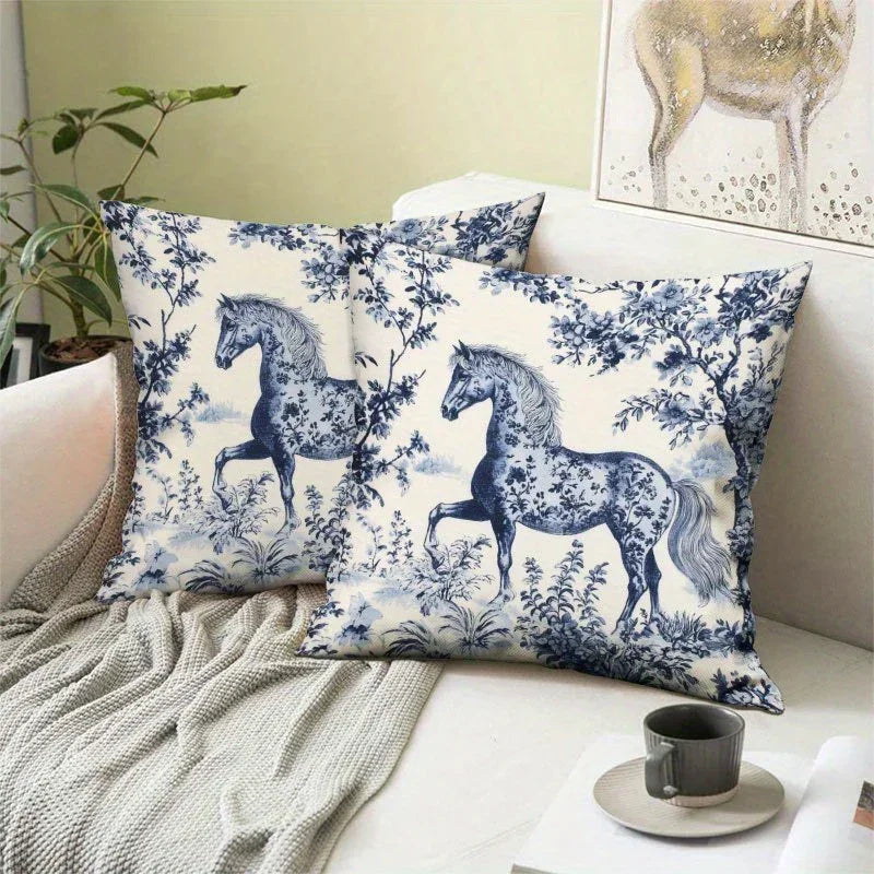 Throw Pillow - Zipper Cotton Indigo Blue