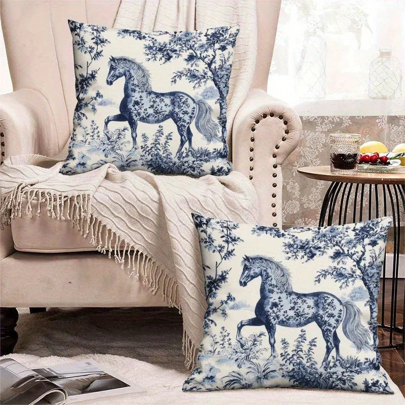 Throw Pillow - Zipper Cotton Indigo Blue