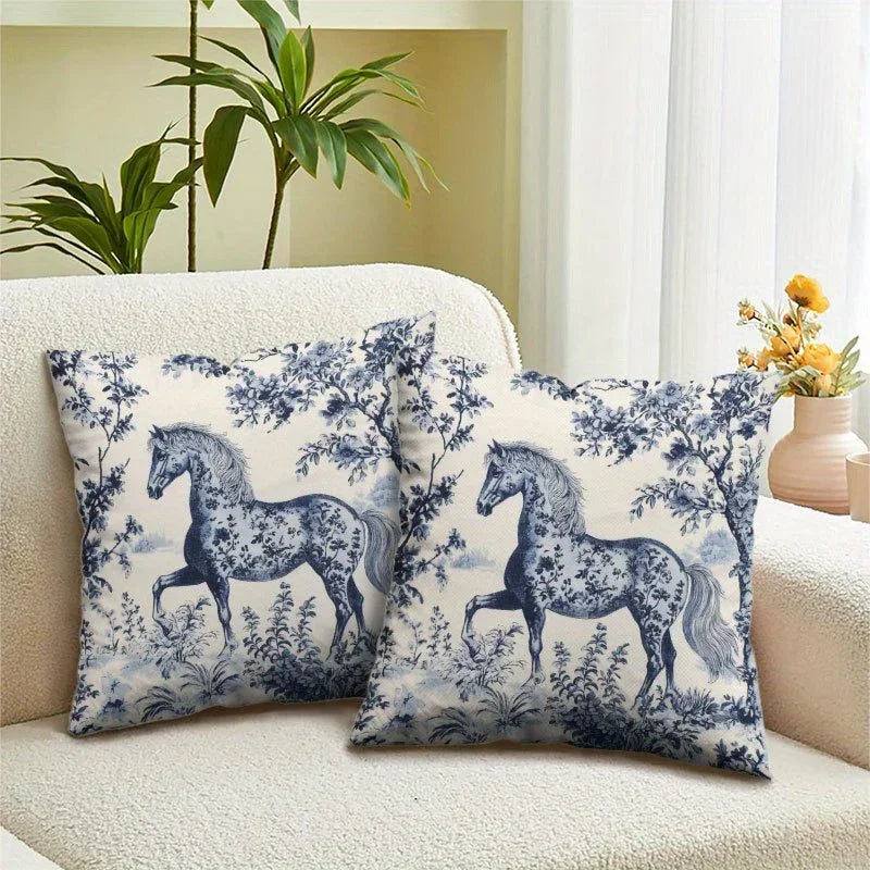 Throw Pillow - Zipper Cotton Indigo Blue