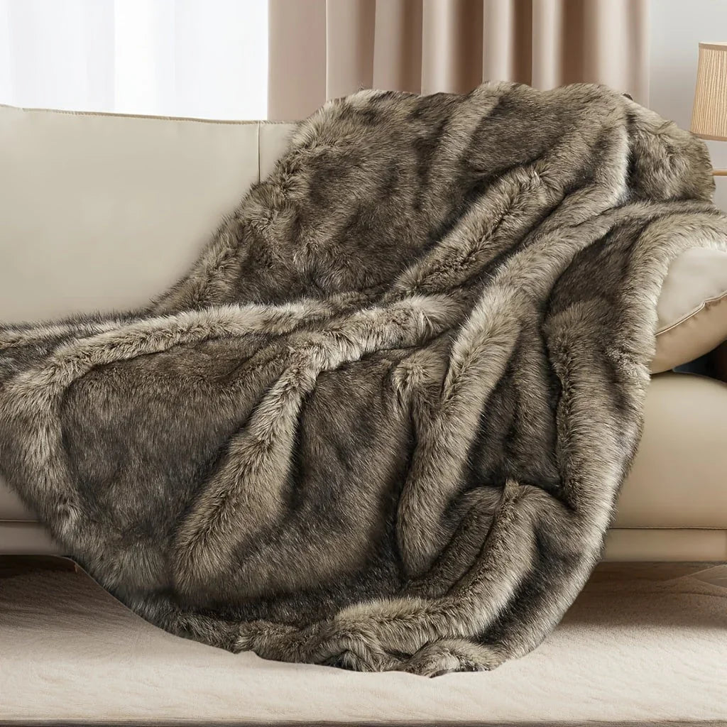 [luxury Faux Fur Blanket] Super Soft & Reversible Luxury 1000gsm Faux Fur Throw Blanket | 60"x80"... - House Of Avana