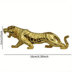 Golden resin tiger ornament, intricate details, majestic figurine - House of Avana