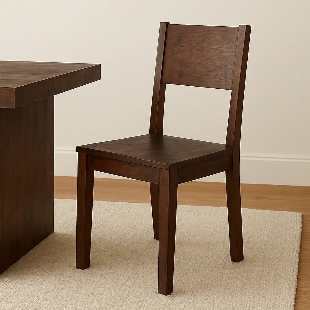 Timbergirl Dark Solid Mango Wood Simple Chair- Set of 2