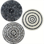 Tioncy 3pcs 11. 8 Inches Mother of Pearl Shell Plate Coastal Wall Art Mosaic Wall Sculpture Shell Handmade Hanging Wall Plates Arts for Summer Spring Bedroom Bathroom Home Office Hotel Black House Of Avana