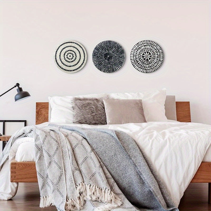 Tioncy 3pcs 11. 8 Inches Mother of Pearl Shell Plate Coastal Wall Art Mosaic Wall Sculpture Shell Handmade Hanging Wall Plates Arts for Summer Spring Bedroom Bathroom Home Office Hotel Black House Of Avana