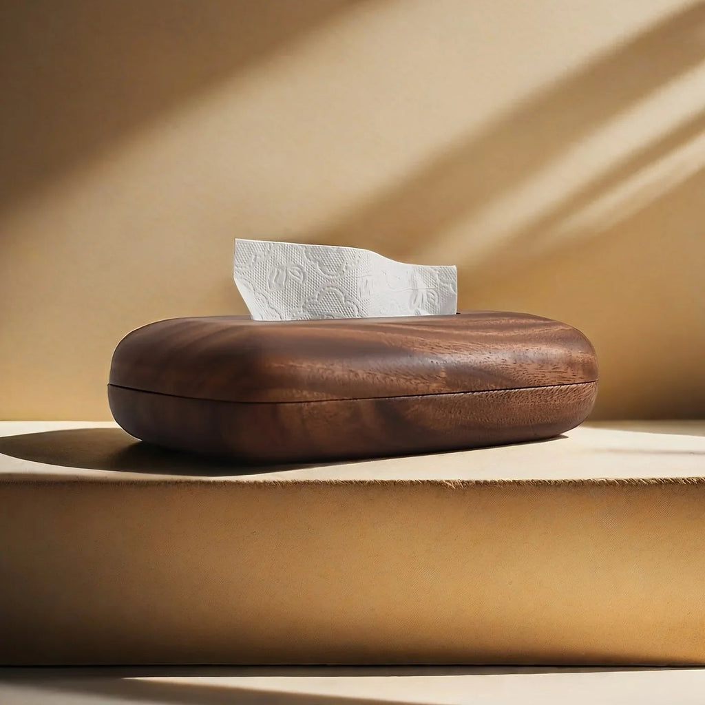 LEEAN Walnut Wood Tissue Box - Modern Minimalist Rectangular Design, Easy-to-Replace Premium Walnut Lid, Polished Finish, Suitable for Desktop, Bathroom, And Bedside Table Decor - Vintage Style Storage Box House Of Avana [[SKU:HOA-TIS-011]]