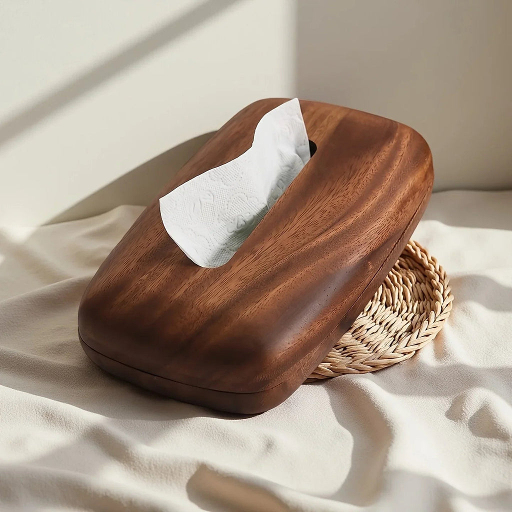 LEEAN Walnut Wood Tissue Box - Modern Minimalist Rectangular Design, Easy-to-Replace Premium Walnut Lid, Polished Finish, Suitable for Desktop, Bathroom, And Bedside Table Decor - Vintage Style Storage Box House Of Avana [[SKU:HOA-TIS-011]]