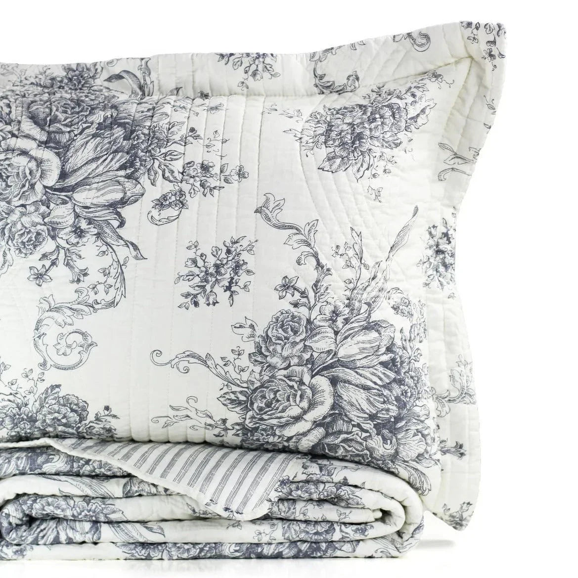 Toile Reversible Cotton Quilt Set Mélange Home
