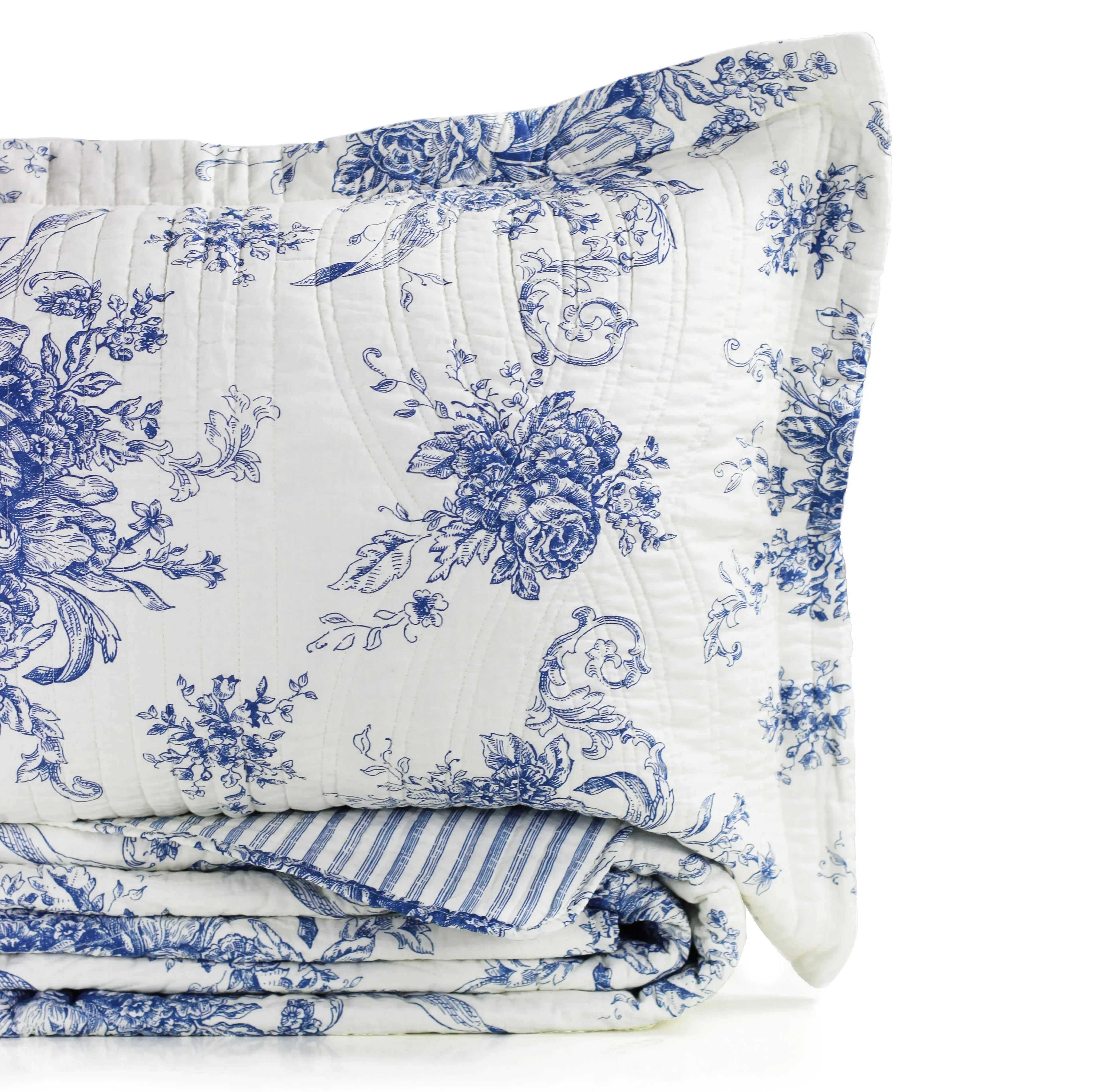 Toile Reversible Cotton Quilt Set Mélange Home
