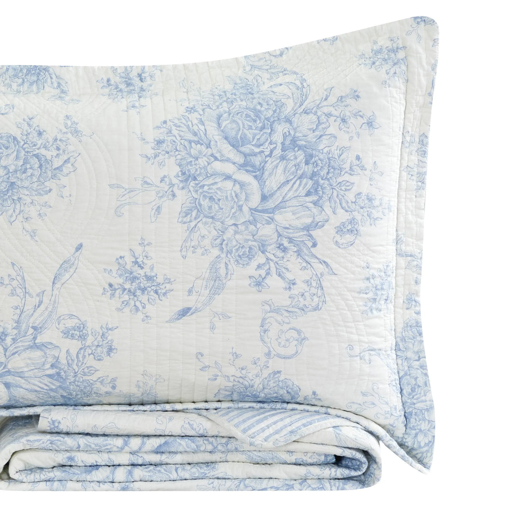 Toile Reversible Cotton Quilt Set Mélange Home