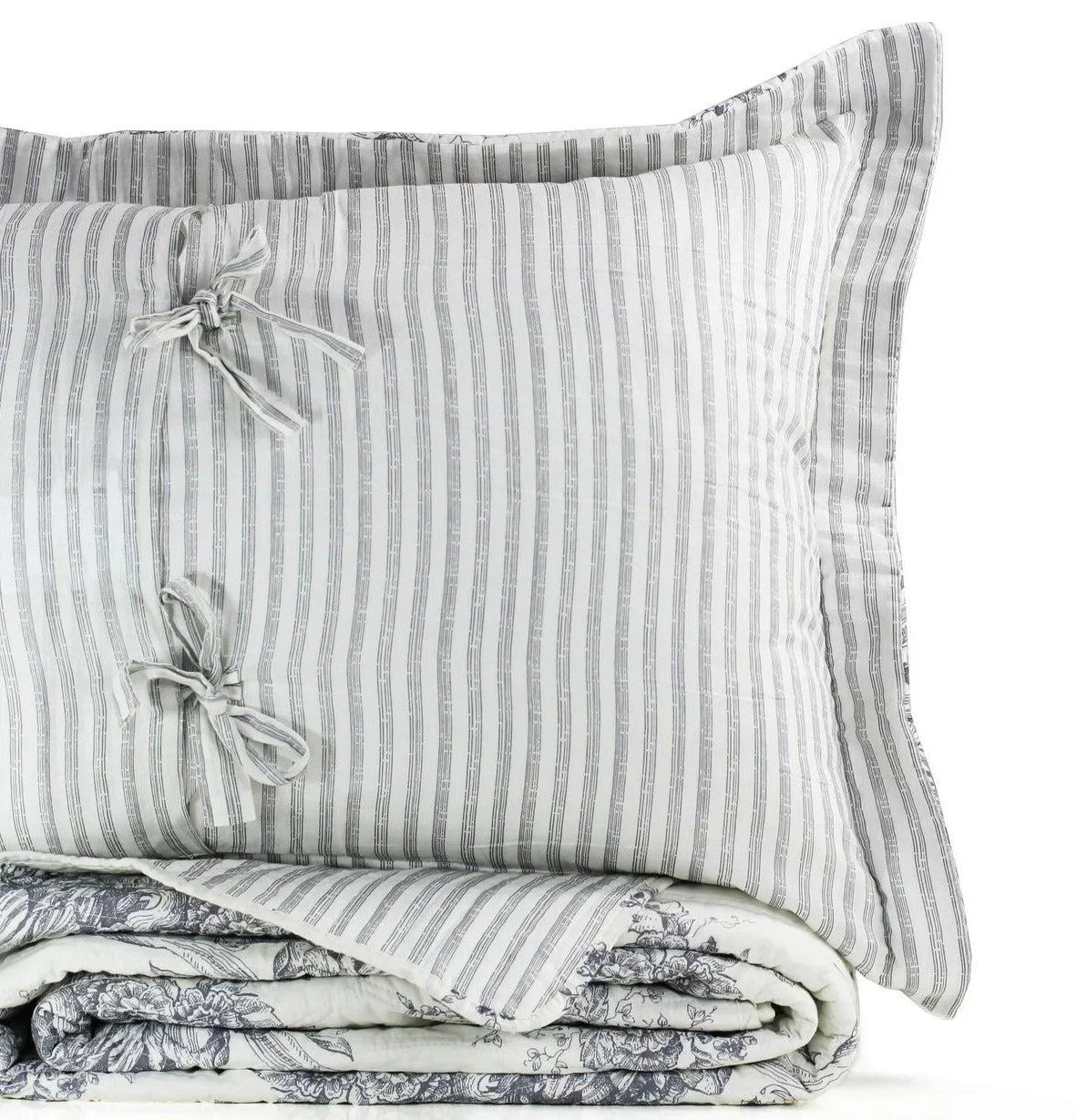 Toile Reversible Cotton Quilt Set Mélange Home