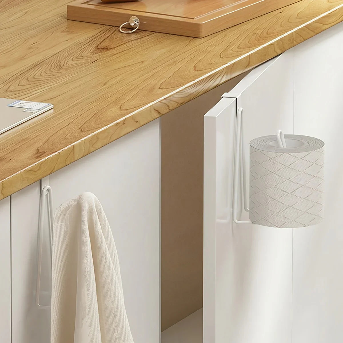 1pc Wrought Iron Wall-Mounted Toilet Paper Holder - No-Drill Easy Install Space-Saving Design, Multi-Purpose Bathroom Tissue Storage for Toilet Paper & Essentials, Toilet Paper Storage, Elegant Home Decor, Durable Constructio House Of Avana [[SKU:HOA-BST-002]]