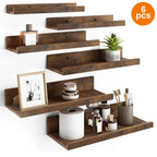 TOMNK 6pcs 10.9-15.7inch Floating Shelves, Bookcases, Cabinets & Shelves, Muti Sizes, Wall Mounted Shelves For Home Decor, Modern Picture Ledge Shelves For Living Room, Bedroom, Bathroom, Kitchen, Brown, For Halloween And Chr House Of Avana