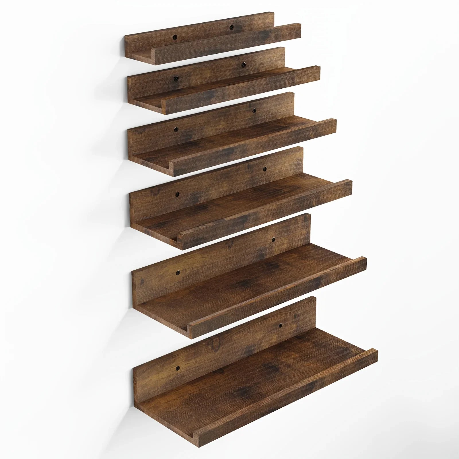 TOMNK 6pcs 10.9-15.7inch Floating Shelves, Bookcases, Cabinets & Shelves, Muti Sizes, Wall Mounted Shelves For Home Decor, Modern Picture Ledge Shelves For Living Room, Bedroom, Bathroom, Kitchen, Brown, For Halloween And Chr House Of Avana