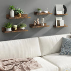 TOMNK 6pcs 10.9-15.7inch Floating Shelves, Bookcases, Cabinets & Shelves, Muti Sizes, Wall Mounted Shelves For Home Decor, Modern Picture Ledge Shelves For Living Room, Bedroom, Bathroom, Kitchen, Brown, For Halloween And Chr House Of Avana