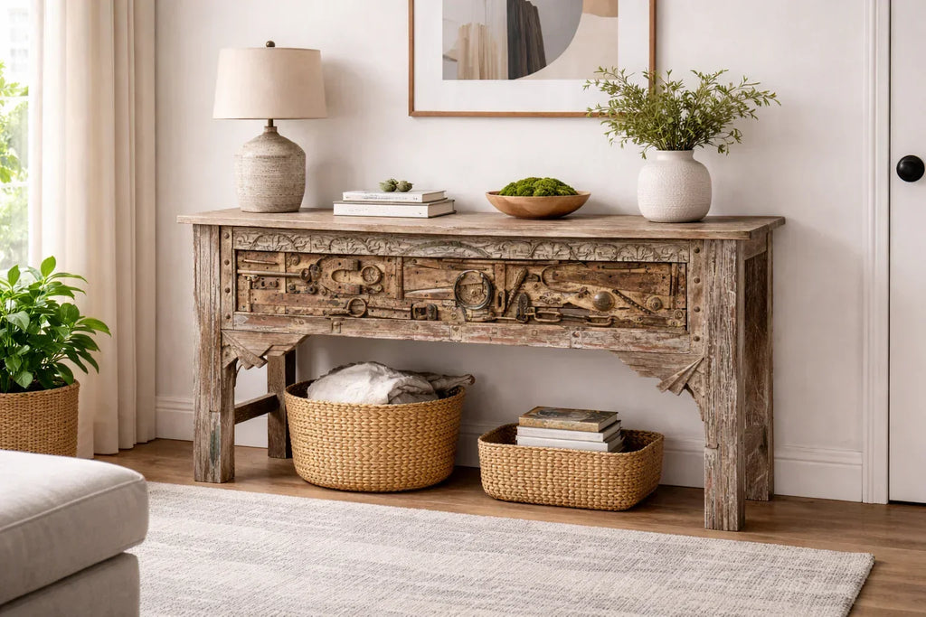 Tortoise Wooden Metal-Fitted Console