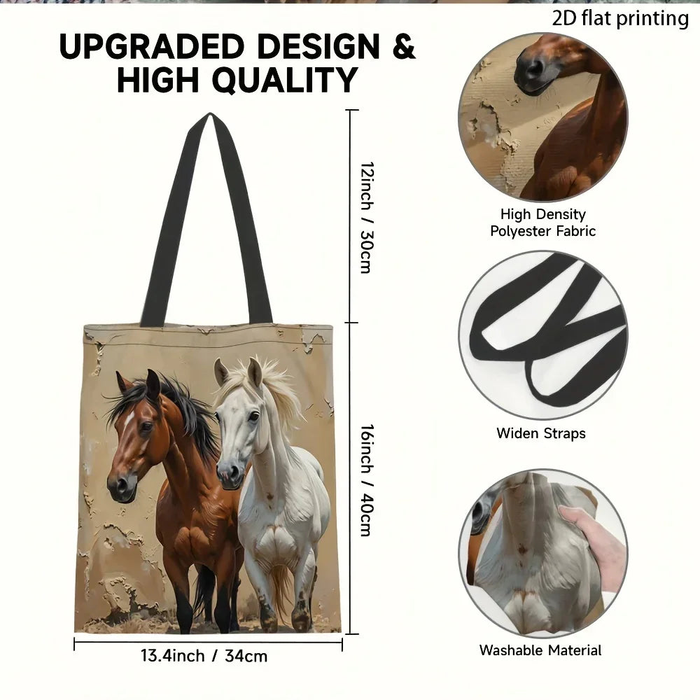 Tote Bag - Foldable Canvas Horse Design