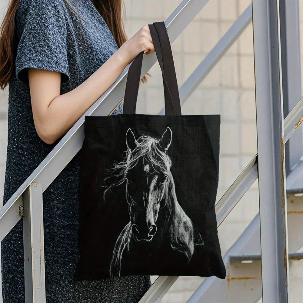 Tote Bag - Horse Print Cotton Large