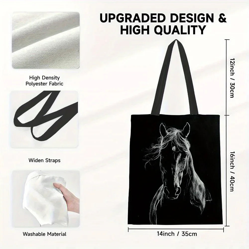 Tote Bag - Horse Print Cotton Large