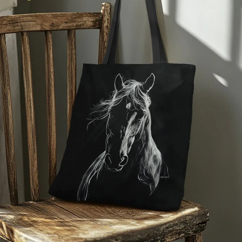 Tote Bag - Horse Print Cotton Large