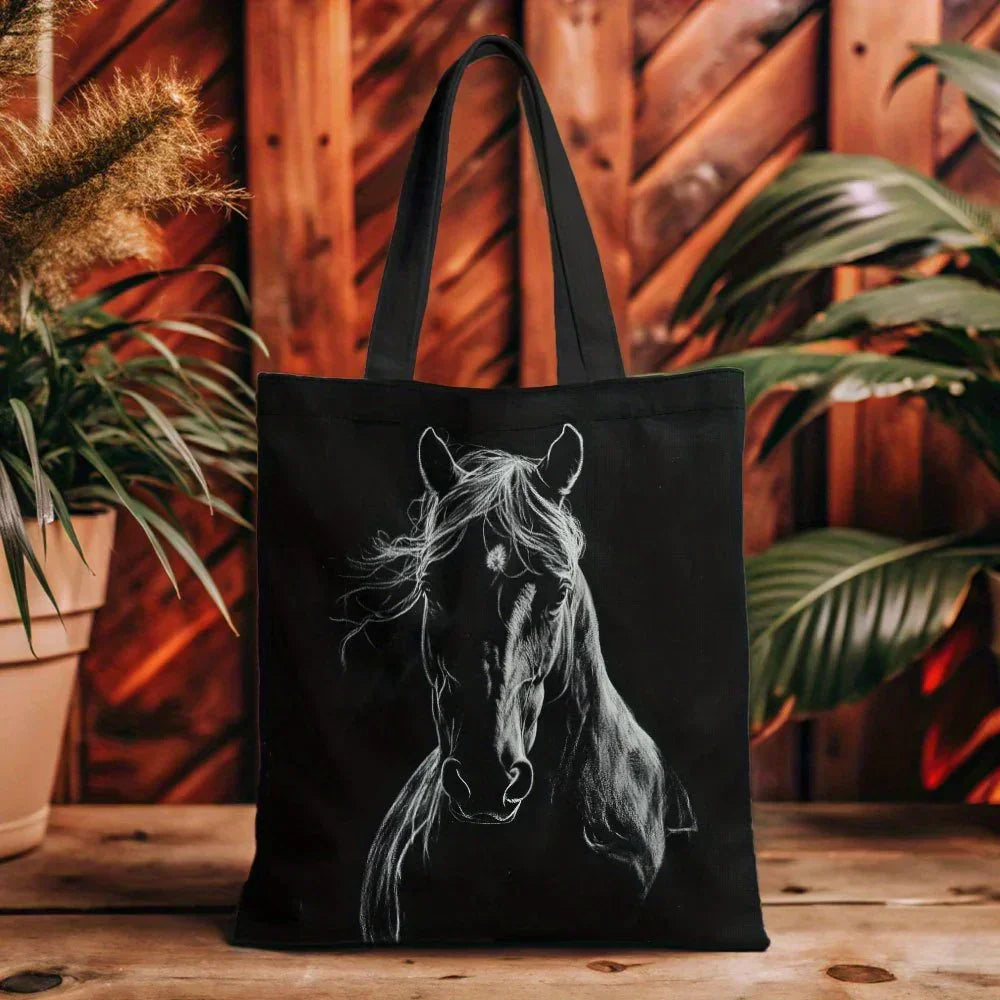 Tote Bag - Horse Print Cotton Large