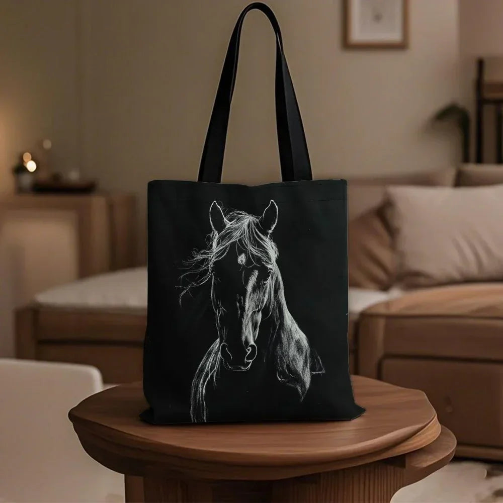 Tote Bag - Horse Print Cotton Large