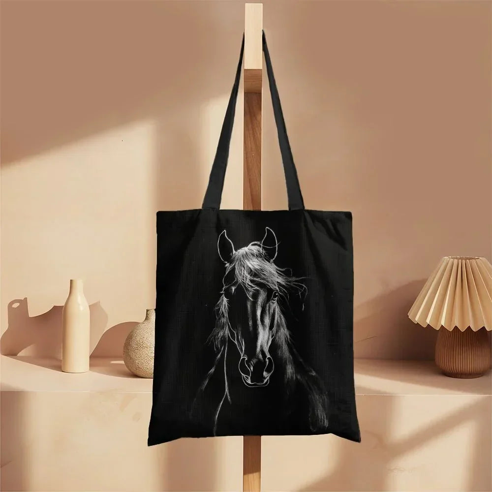 Tote Bag - Reusable Polyester Horse Print Large