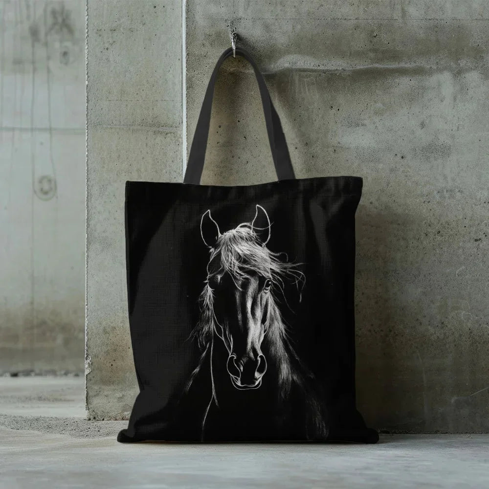 Tote Bag - Reusable Polyester Horse Print Large