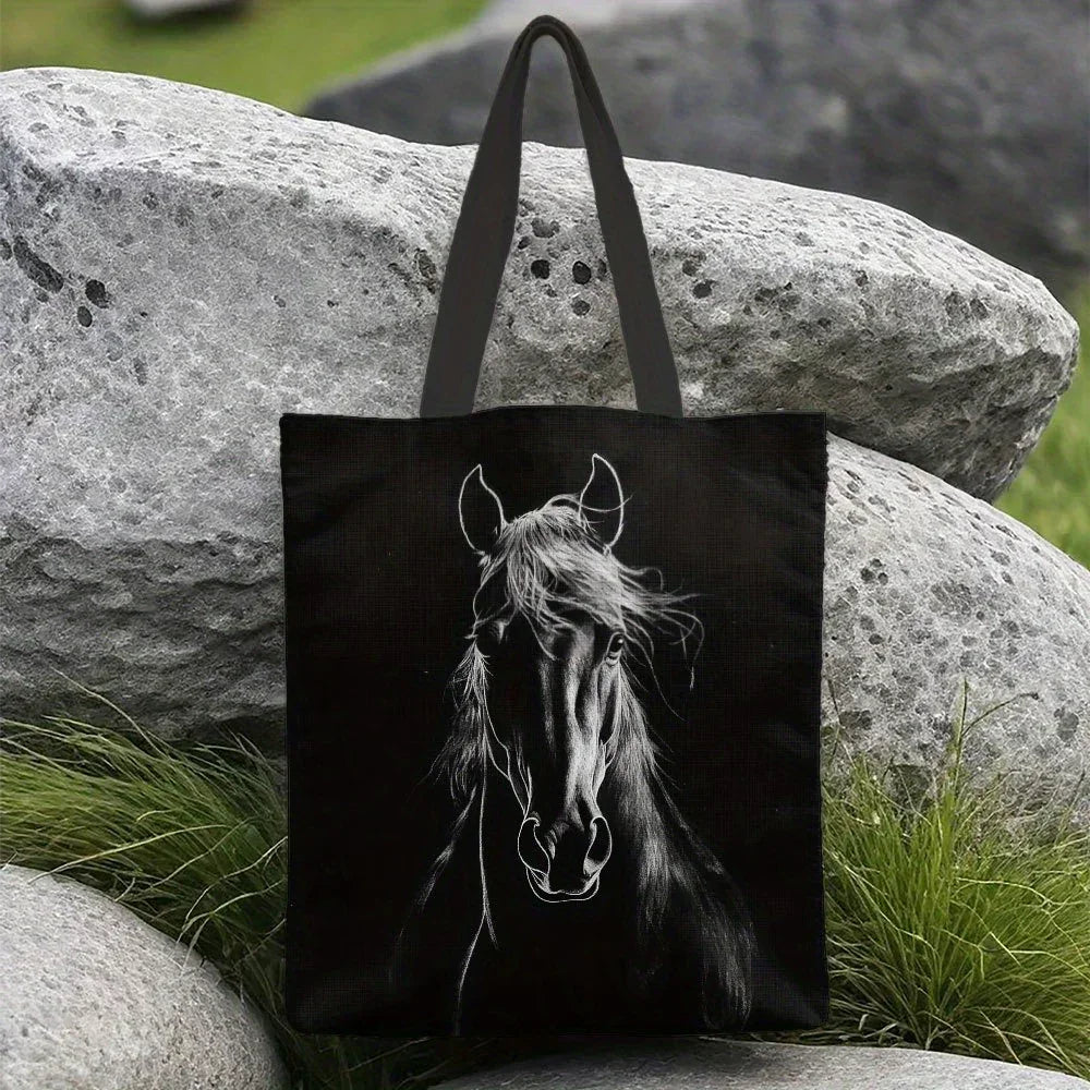Tote Bag - Reusable Polyester Horse Print Large