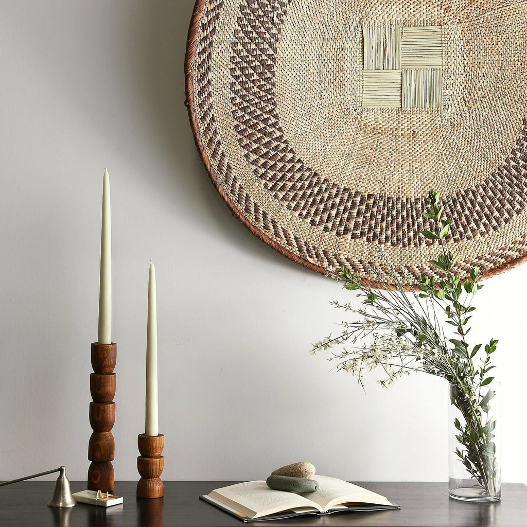 Totem Pine Wood Taper Candlestick Holder Kanju Interiors