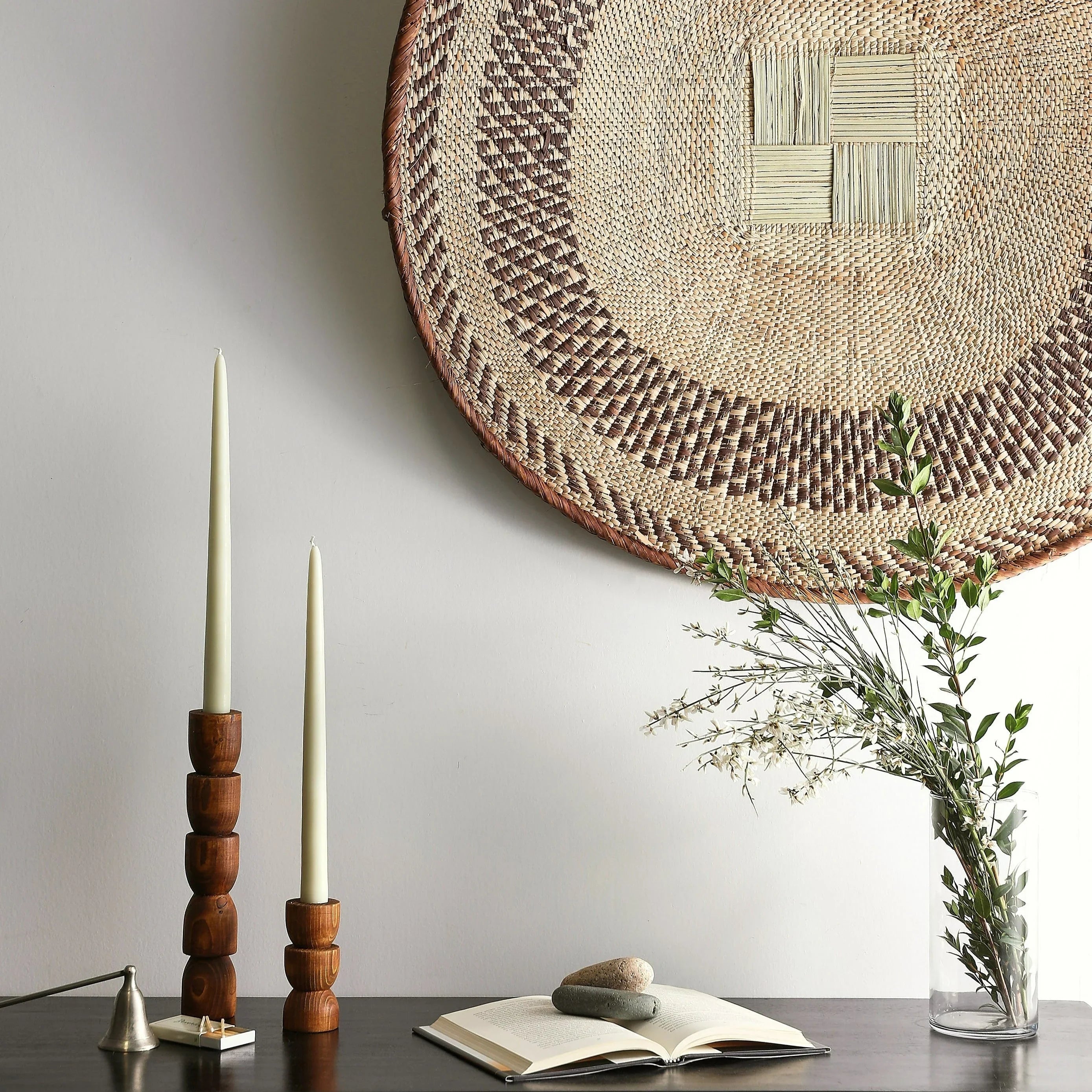 Totem Pine Wood Taper Candlestick Holder Kanju Interiors