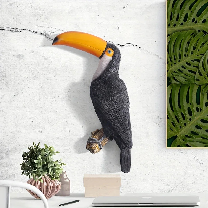 [Toucan Wall Art] Resin Toucan Wall Art Decoration - Weather-Resistant Handcrafted Tropical Bird Sculpture - Indoor/Outdoor Hanging Decor for Patio, Living Room, Garden - No Electricity Needed House Of Avana